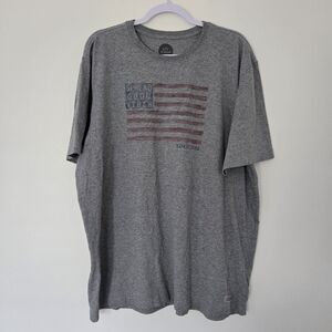 Life is Good Patriotic America‎ Flag Gray Tee XXL